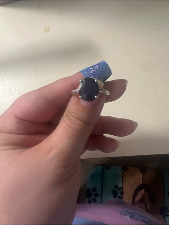 JTV Jewelry - JTV Silver Ring with Deep Blue Oval Stone